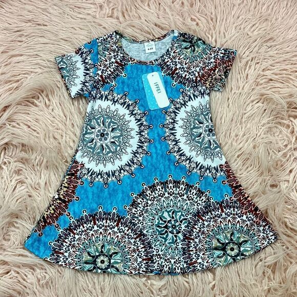 Girls 4-5Y Blue Skater Dress - Picture 1 of 3